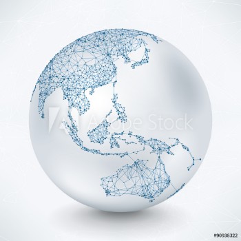 Picture of Abstract Telecommunication Earth Map - Asia Indonesia Oceania Australia